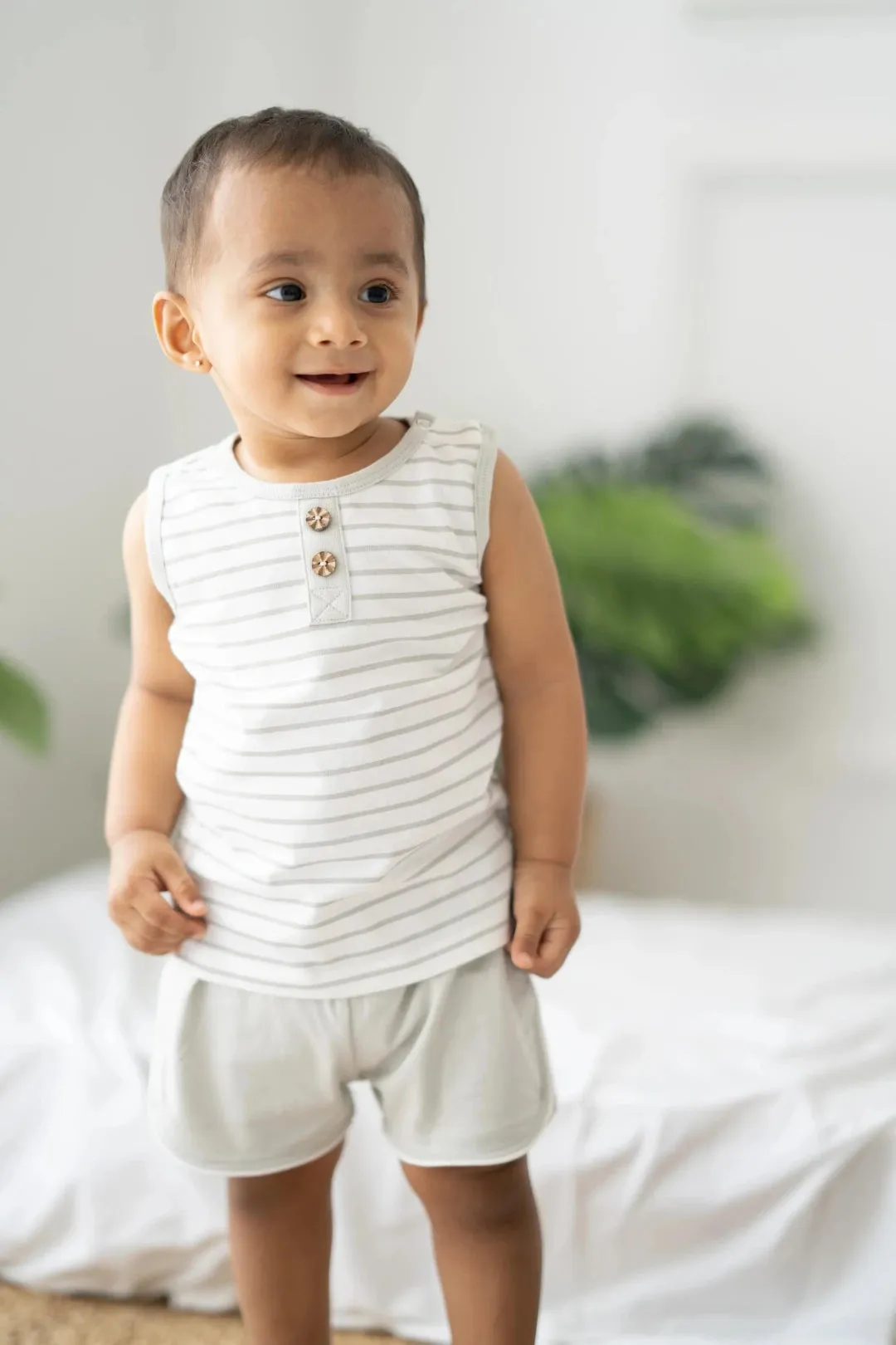 Grey Stripes-Boys Vest and Shorts