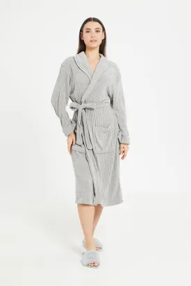 Grey Ultra Soft Belted Bathrobe