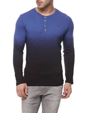 Gritstones Royal Blue Full Sleeve Henley Round Neck T Shirt GSFSHNLYOMB1123RBLU_M