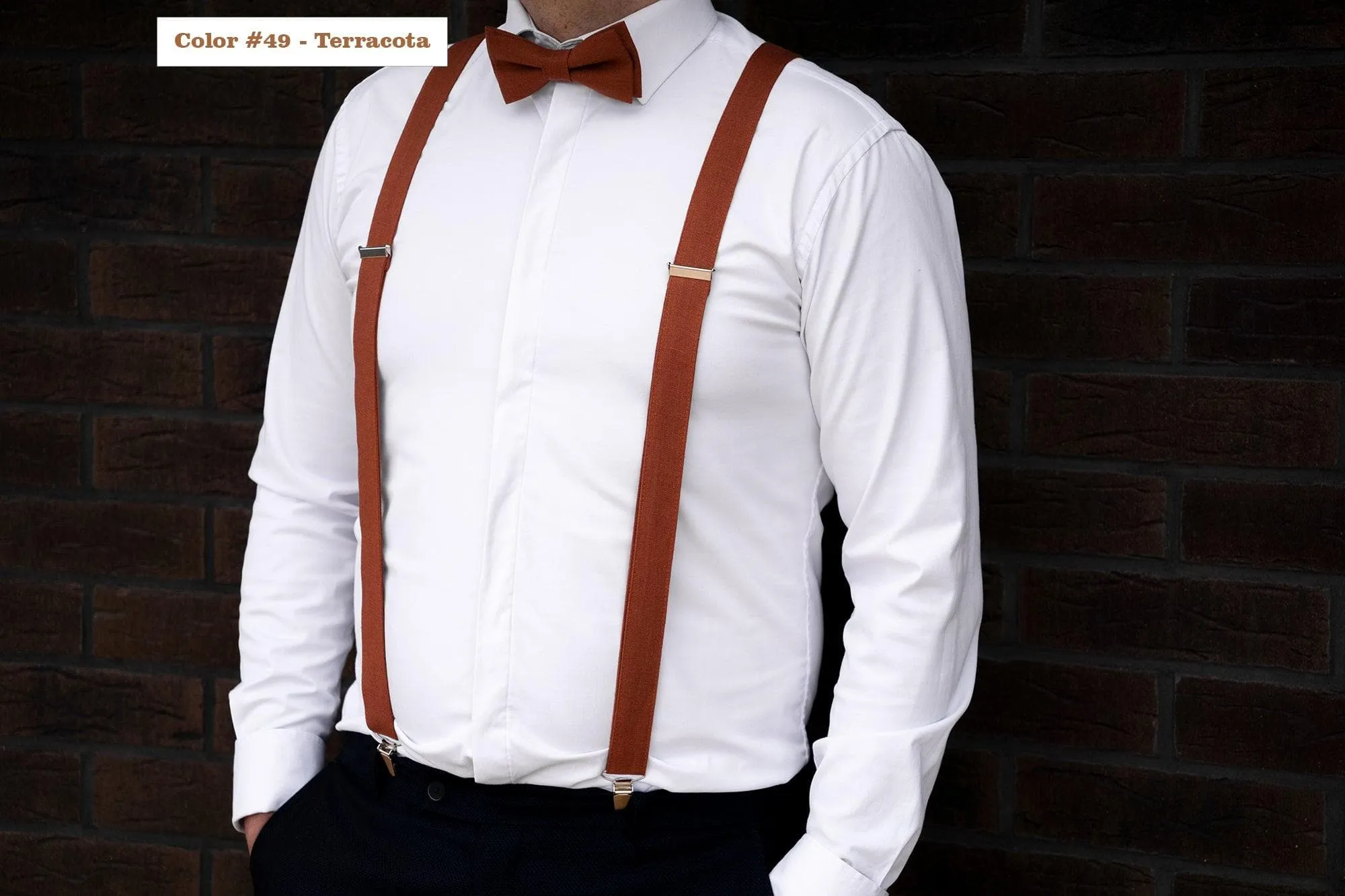 Groom bow tie in RUST orange color for men