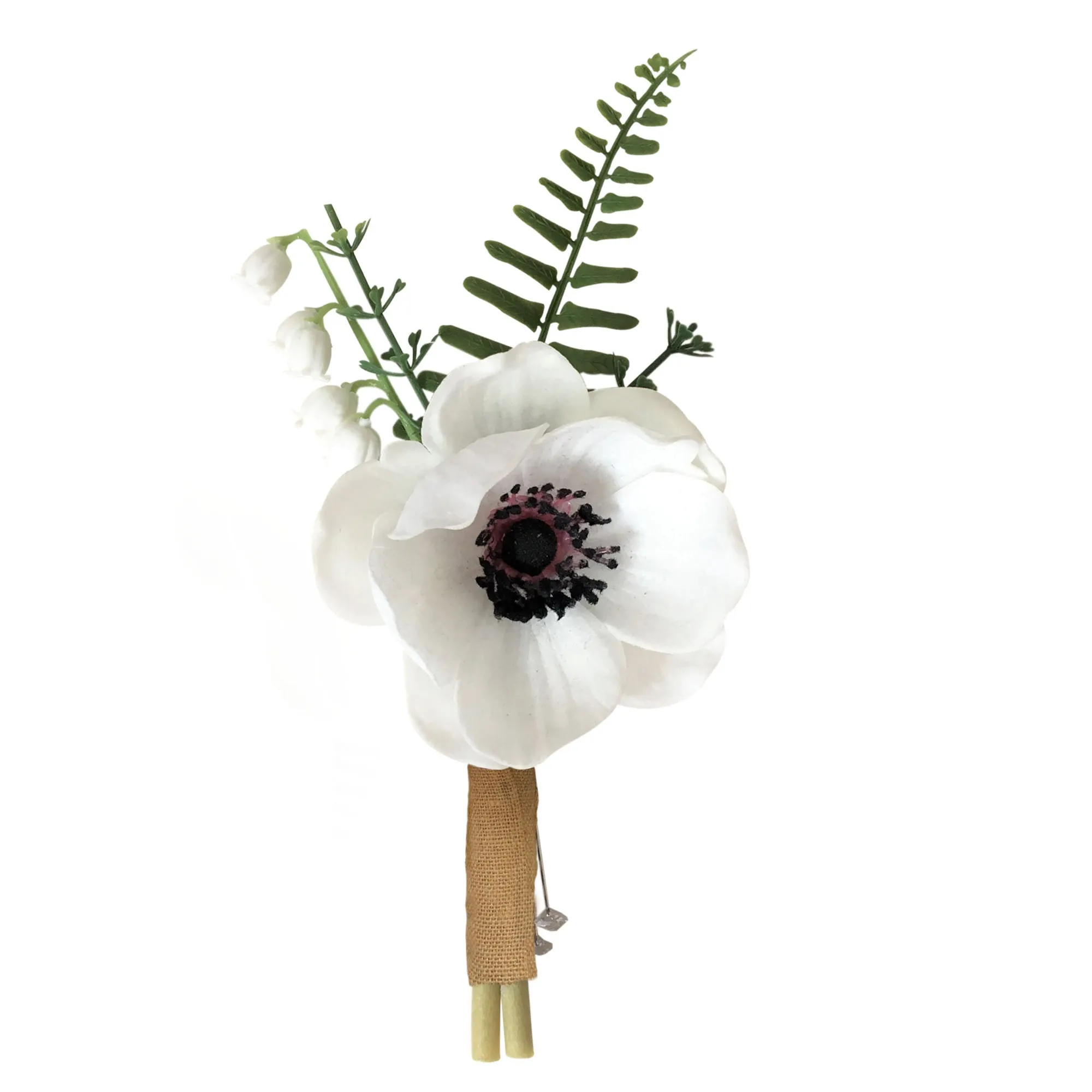 Grooms White Anemone Boutonniere