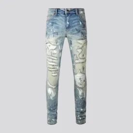 Grunge men's sanded jeans