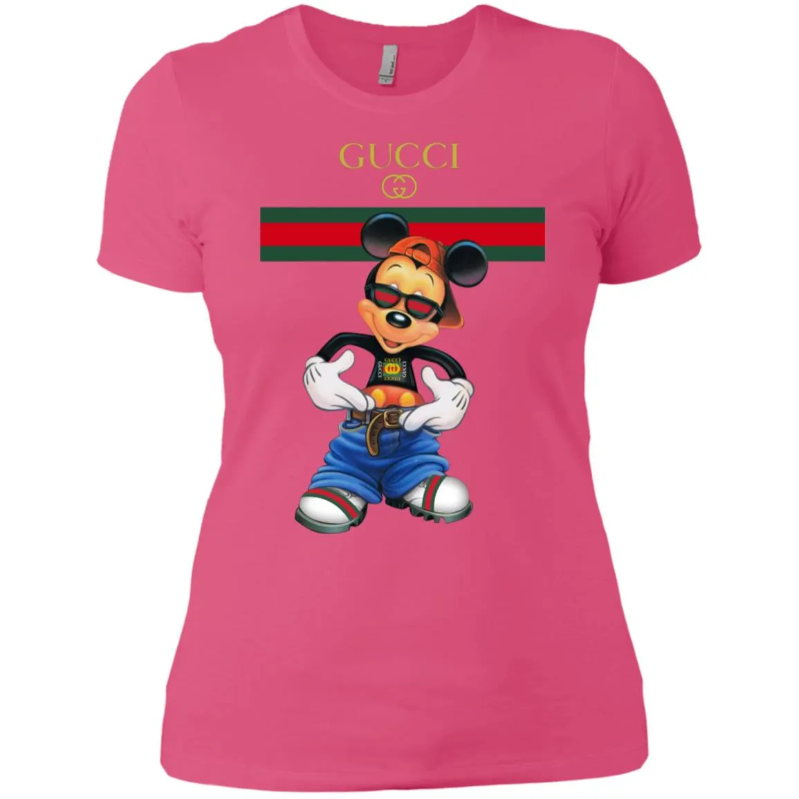 Gucci Logo Mickey Gift Trending T-shirt Women Cotton T-Shirt