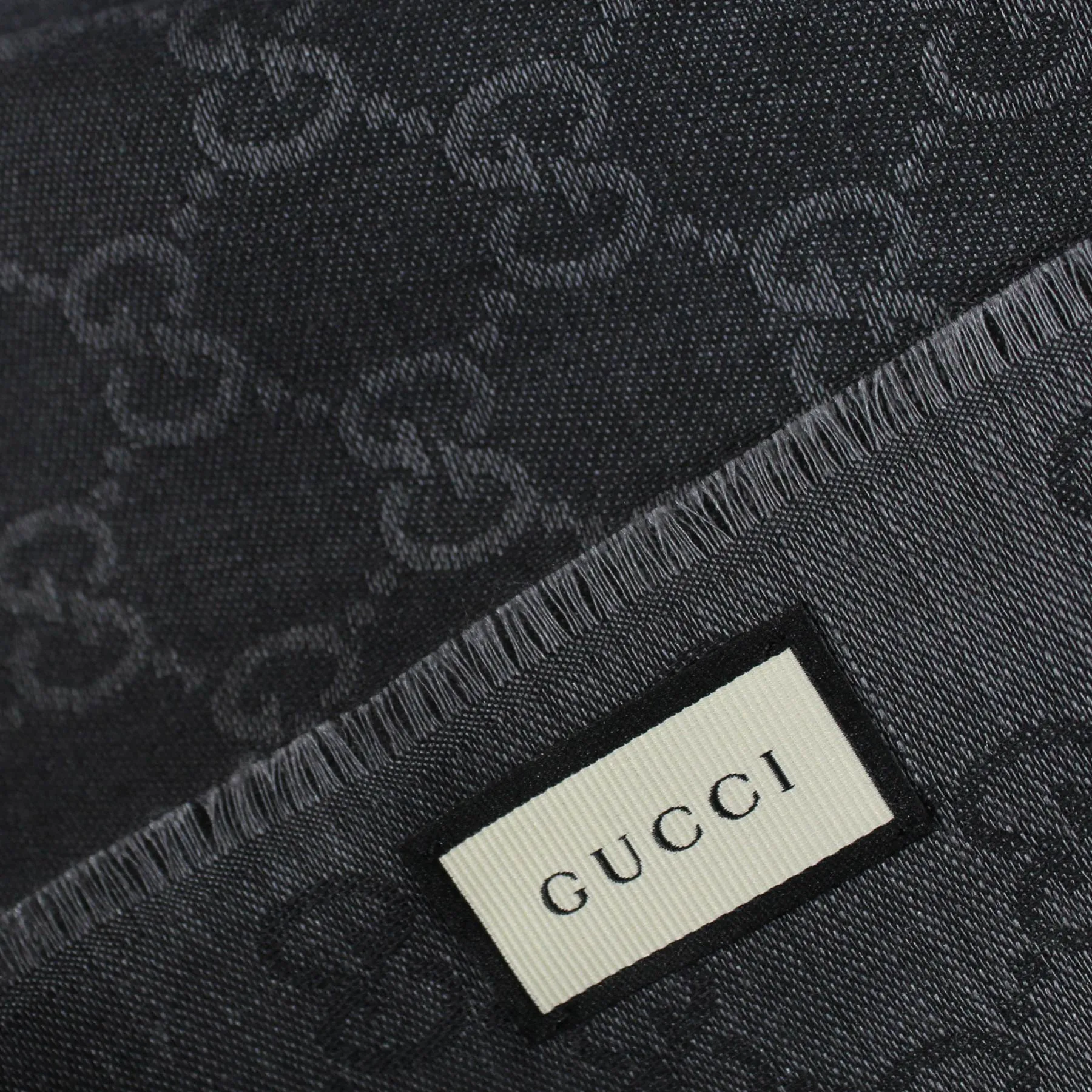 Gucci Scarf Gray GG Design - Large Wool Silk Shawl