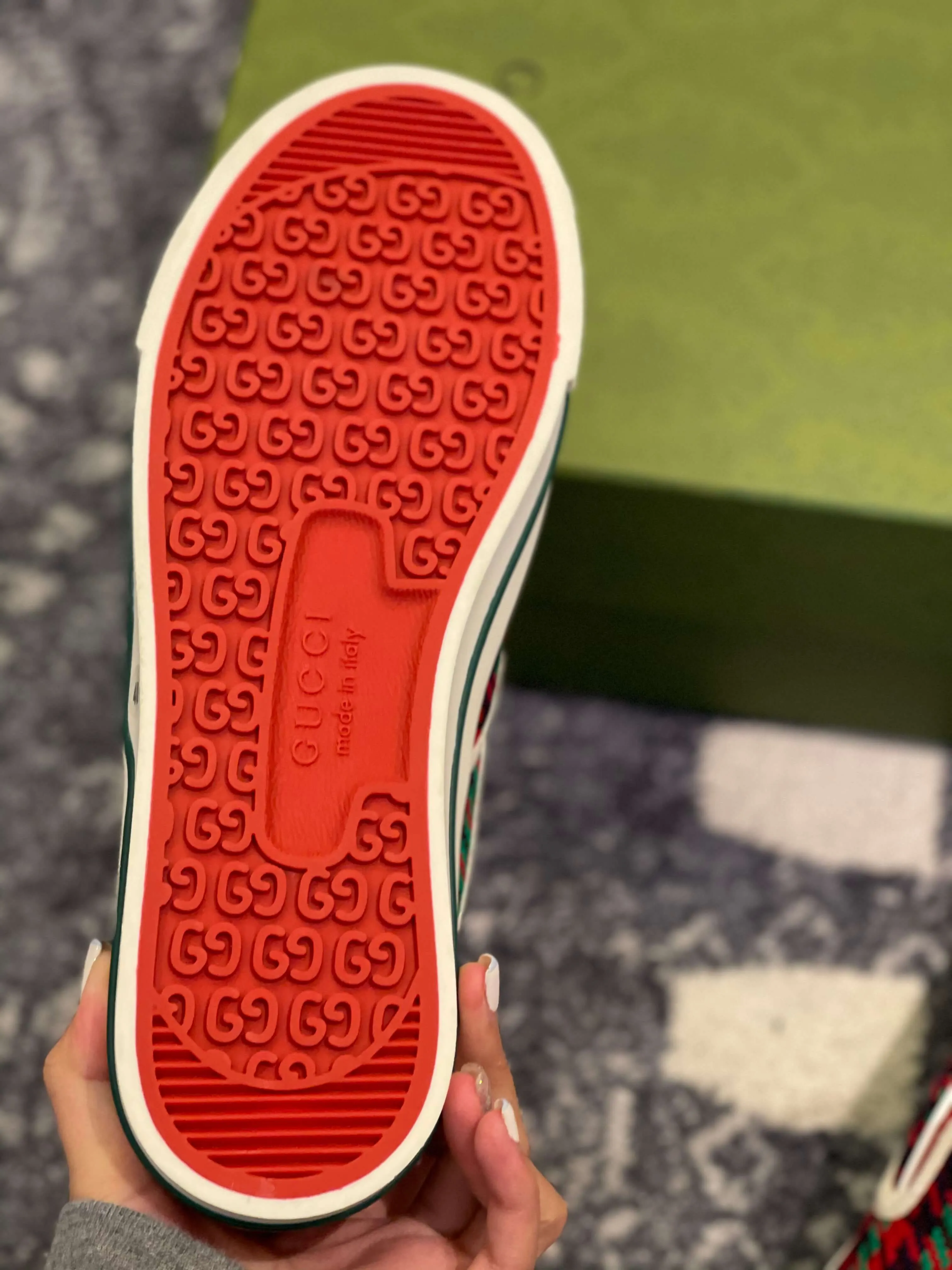 Gucci Tennis 1977 Red Green Slip On Sneakers