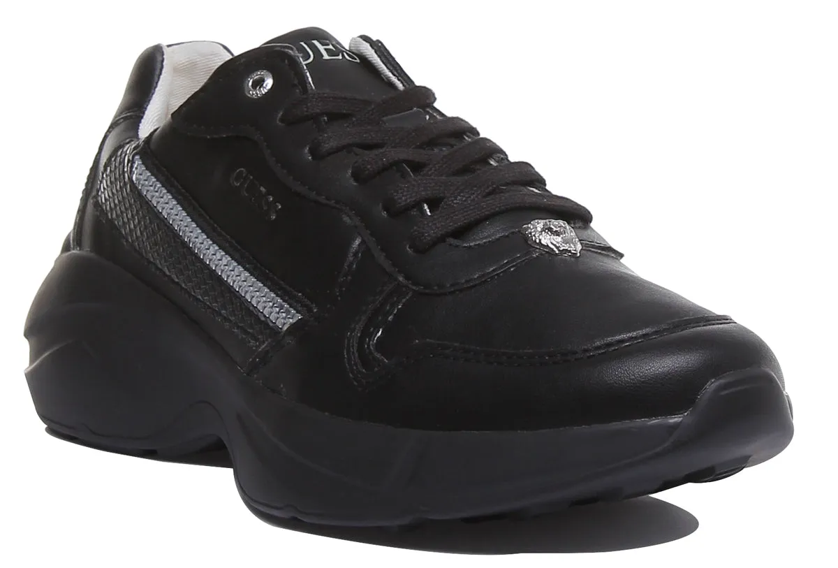 Guess Viterbo Men's Chunky Sole Lace Up Sneakers In Black