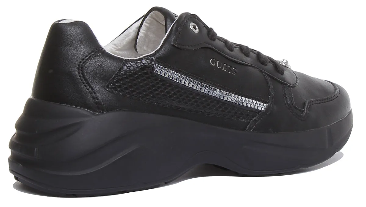 Guess Viterbo Men's Chunky Sole Lace Up Sneakers In Black