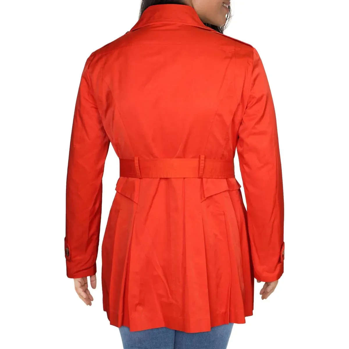 GUESS Women's Lightweight Midi Trench Coat in Tangerine