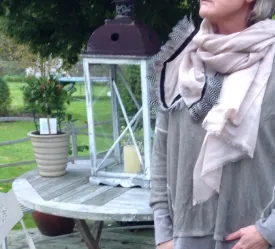 Guinea Fowl & Cashmere Scarf in Mink