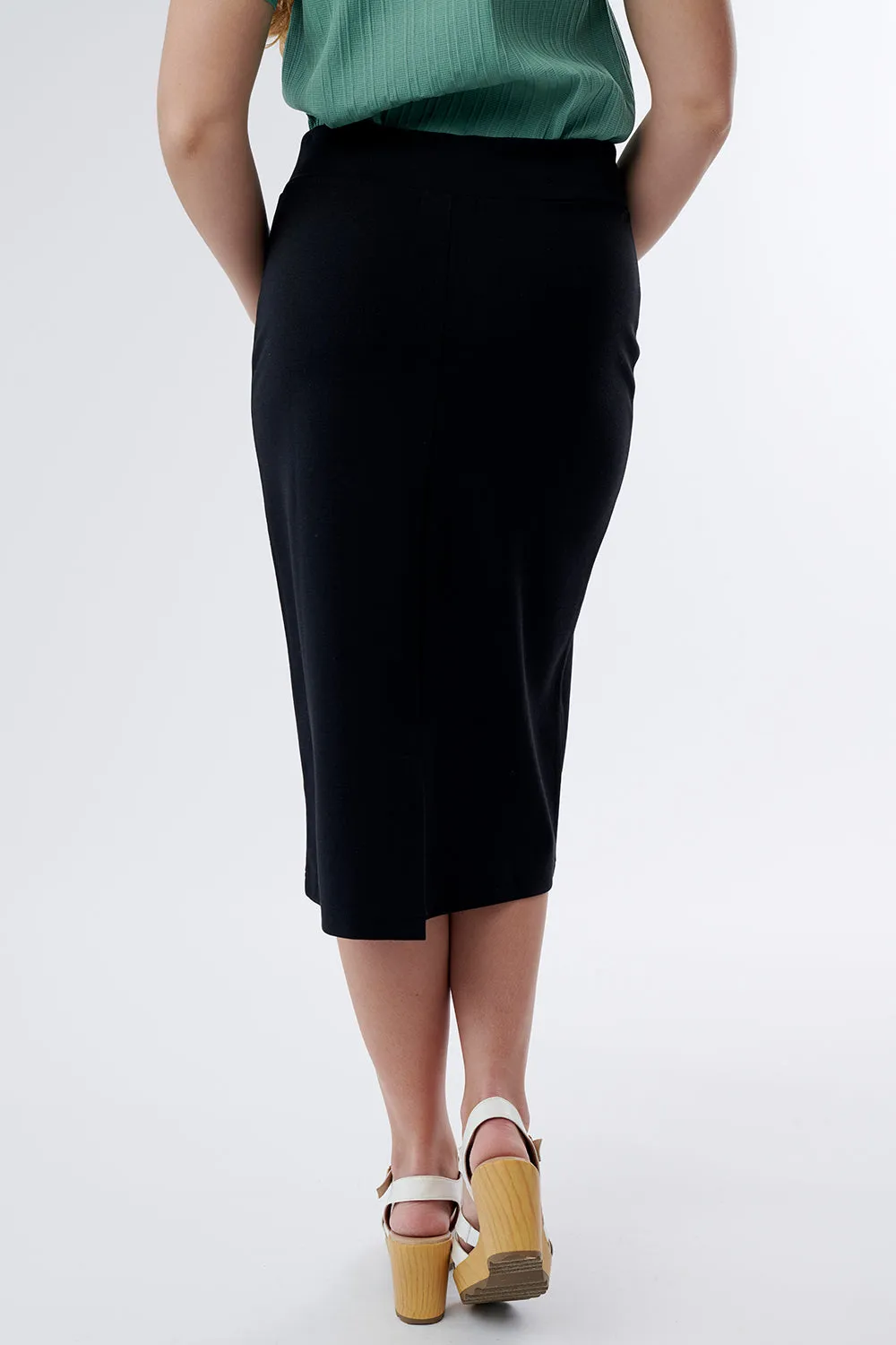 Hailey Midi Pencil Skirt (Black)