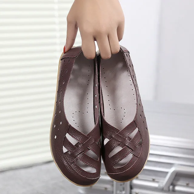 HAJINK Comfy Flat Leather Slip On Shoes