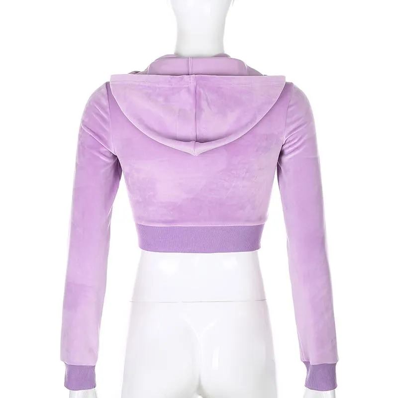 Half Zip Crop Hoodie