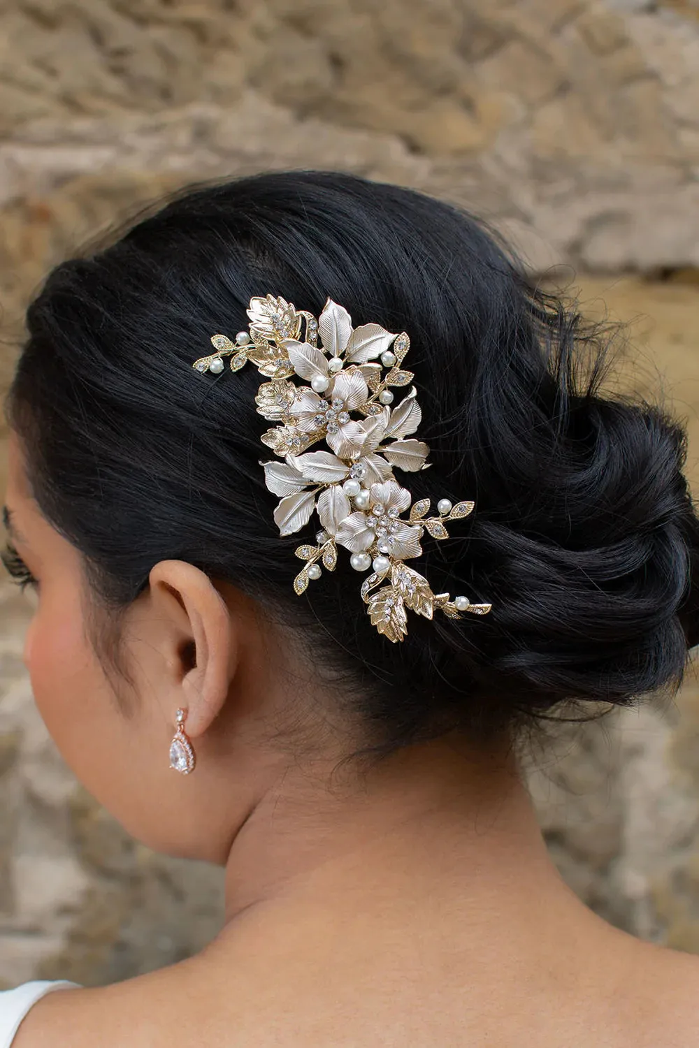 Hallie - Leaf Pearl Bridal Hair Clip