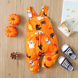 Halloween Baby Suspender Jumpsuits Pumpkin Ghost Bat Baby Rompers Outfits