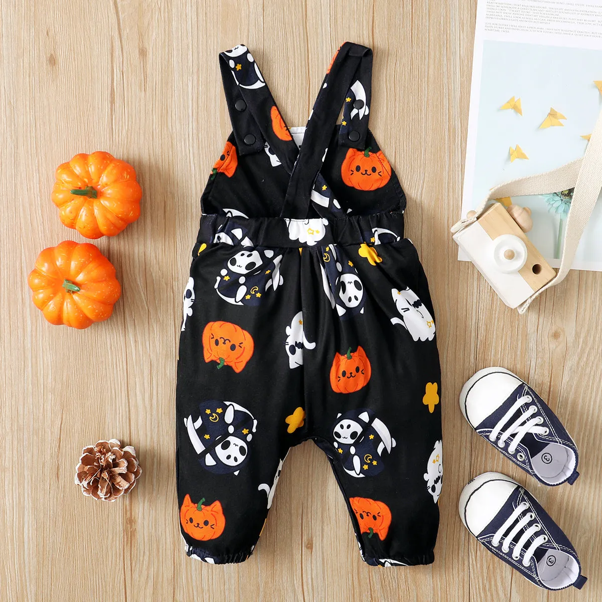 Halloween Baby Suspender Jumpsuits Pumpkin Ghost Bat Baby Rompers Outfits