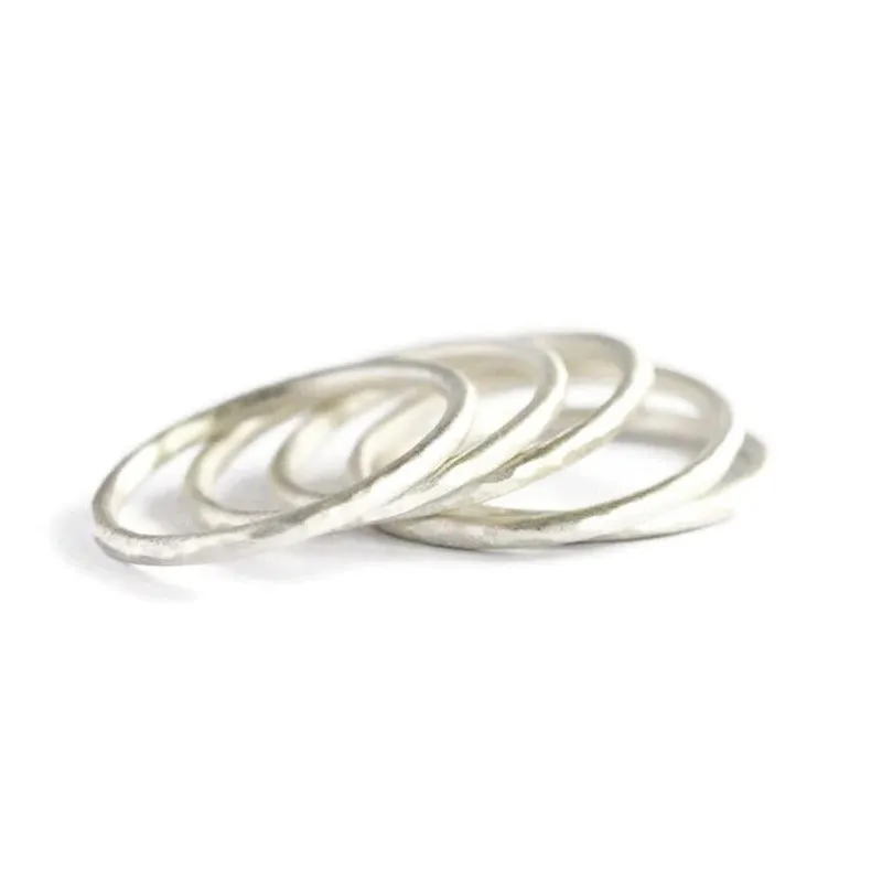 Hammered Silver Ring Brushed Matte - LINA Band