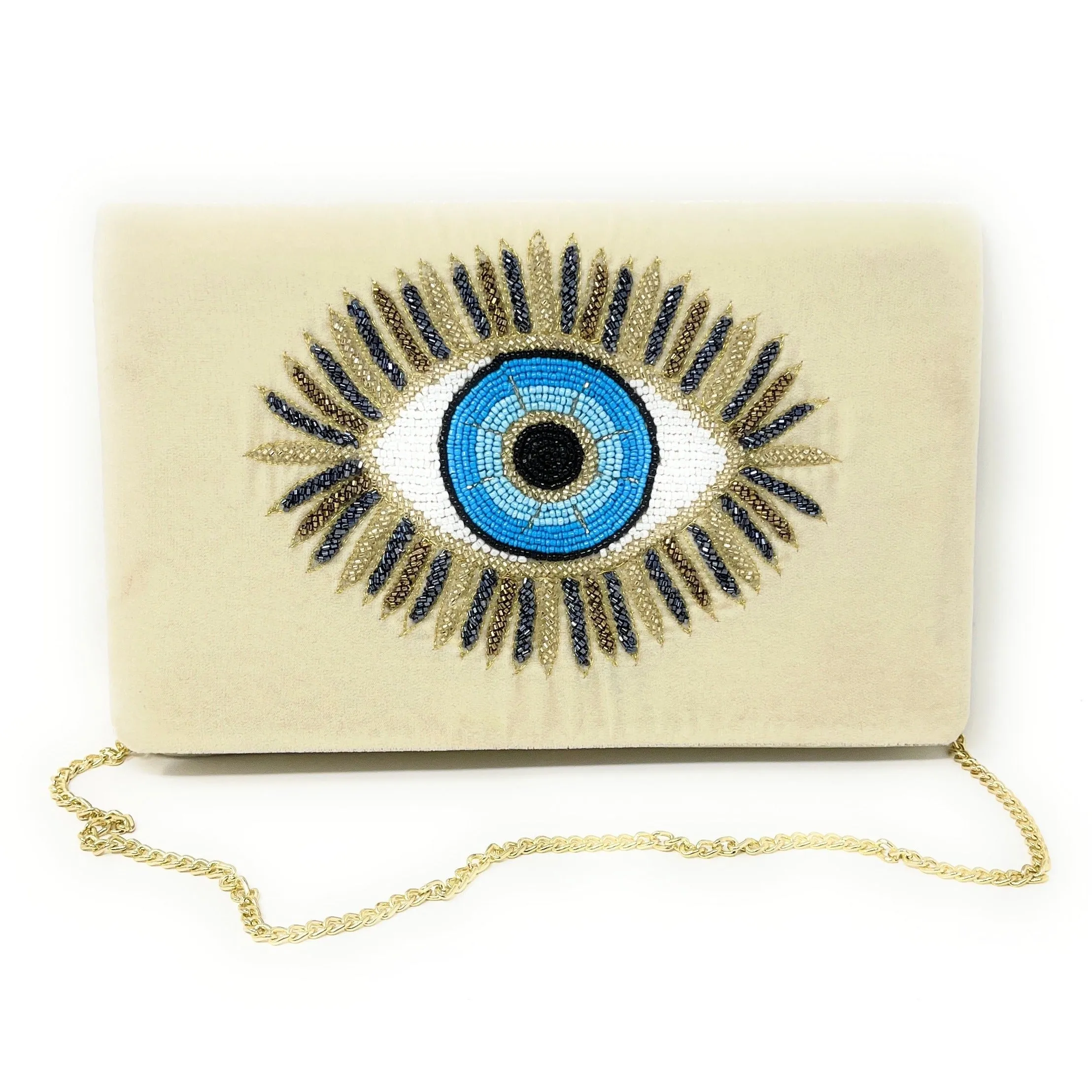 Hand Beaded Evil Eye Clutch Purse