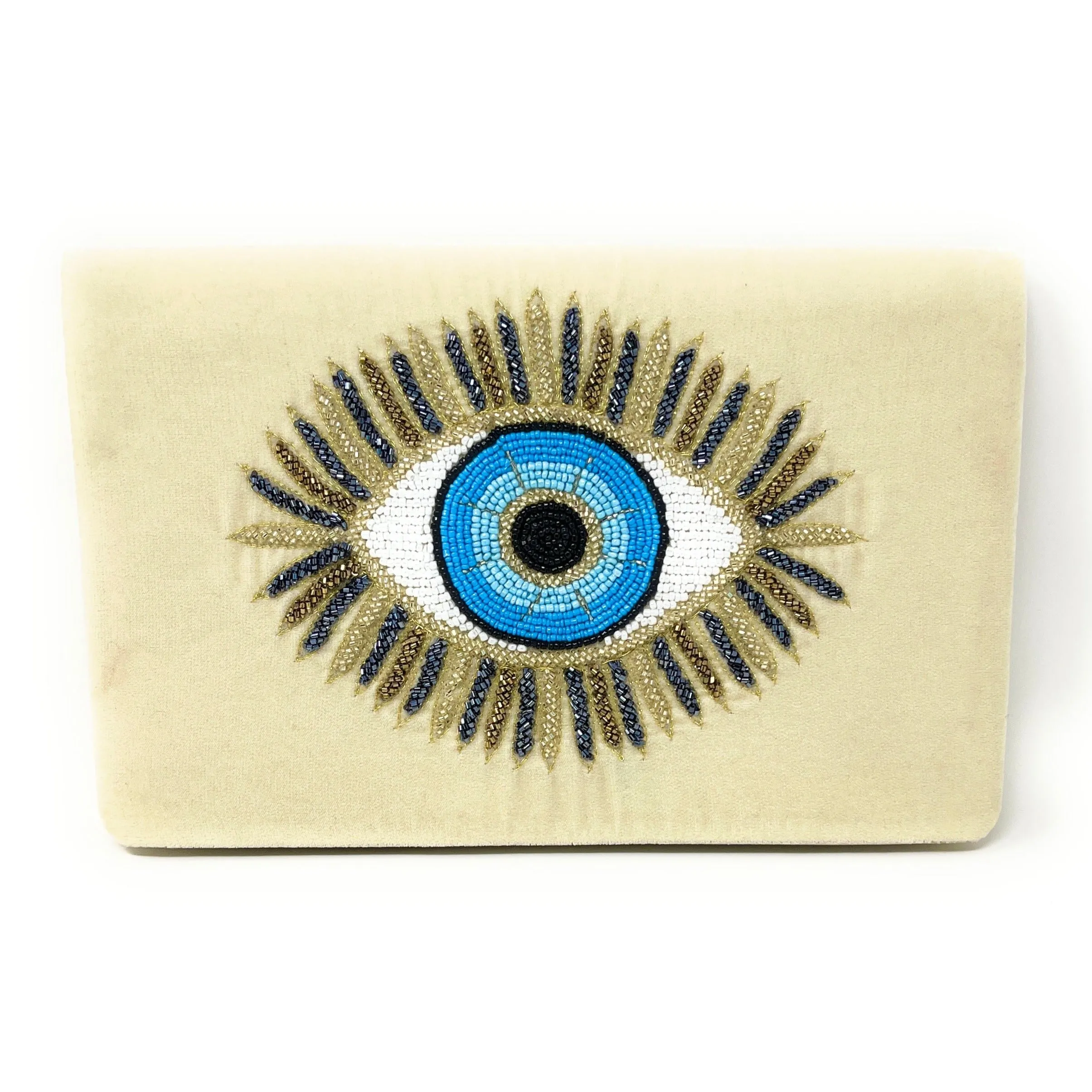 Hand Beaded Evil Eye Clutch Purse