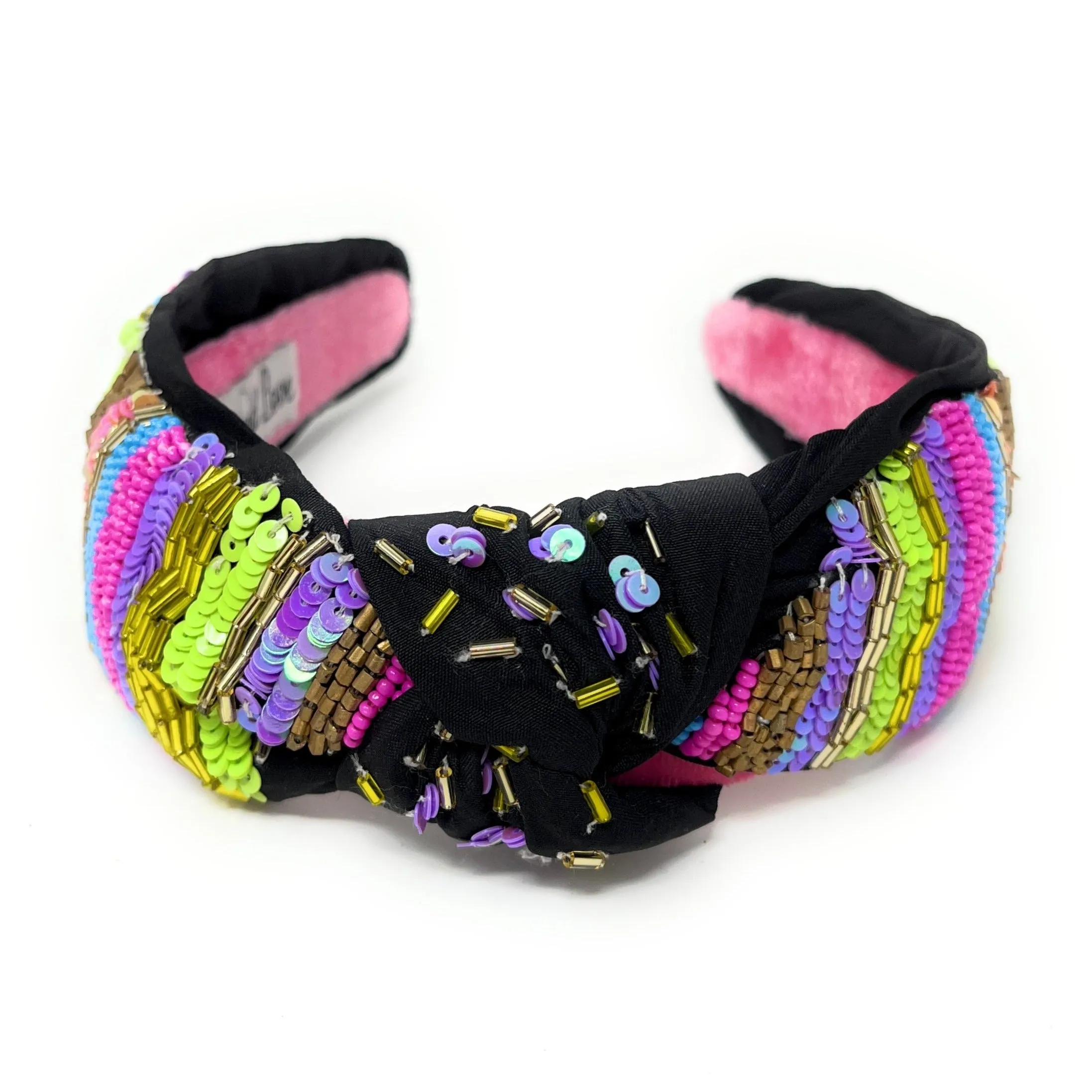 Hand Beaded Multicolored Knot Headband