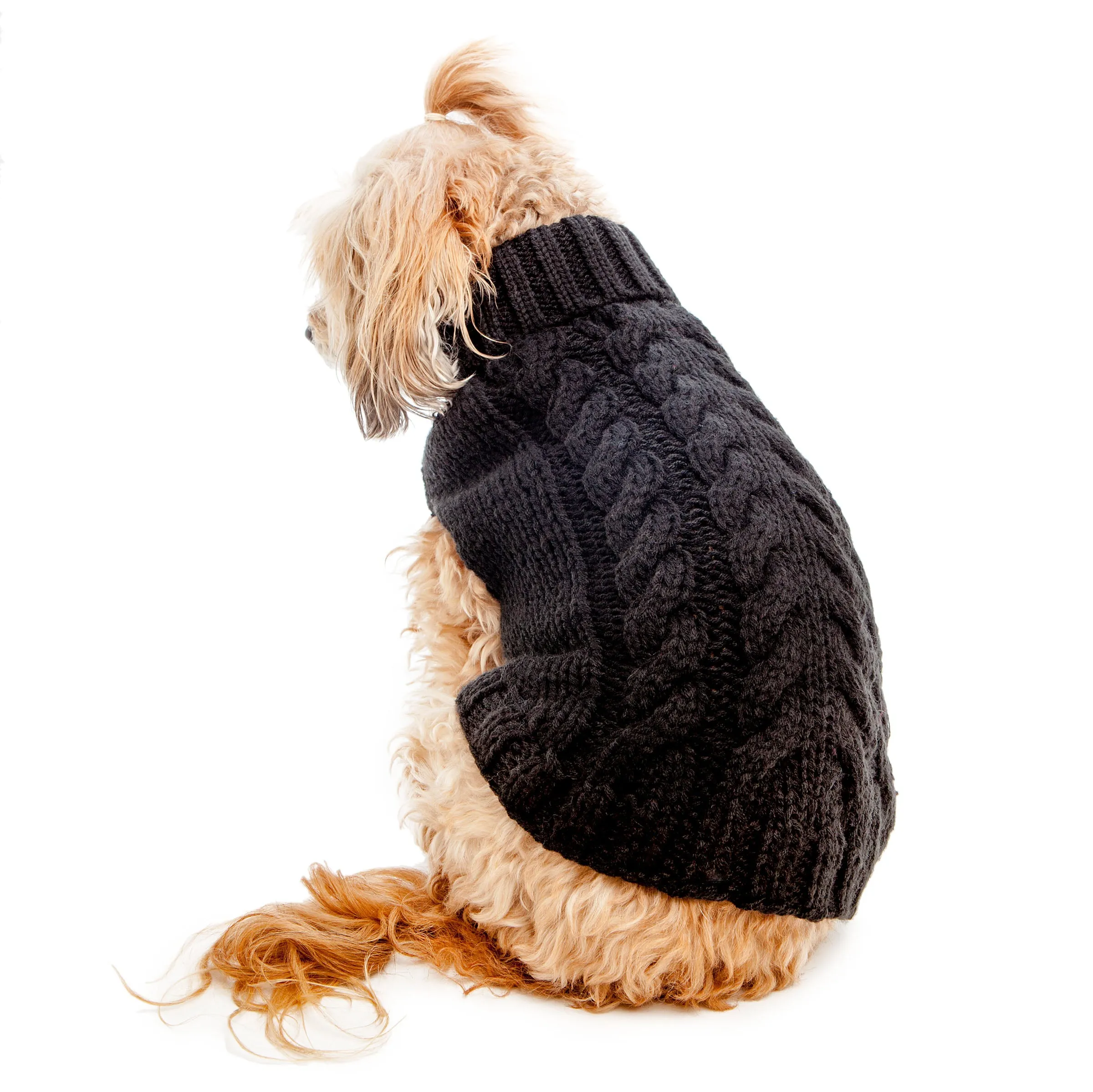 Hand Knit Turtleneck Sweater in Black  (FINAL SALE)(Dog & Co. Exclusive)