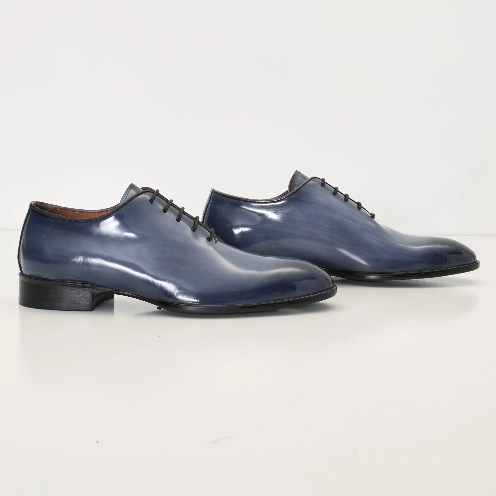 Hand Paint Patina Patent Leather Oxfords - Grey