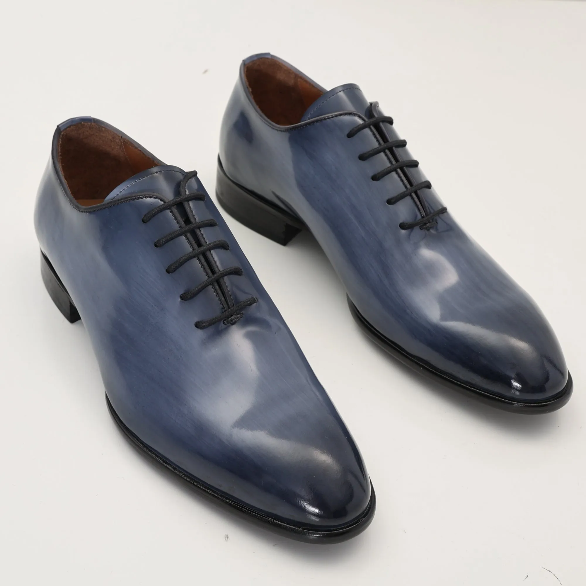 Hand Paint Patina Patent Leather Oxfords - Grey