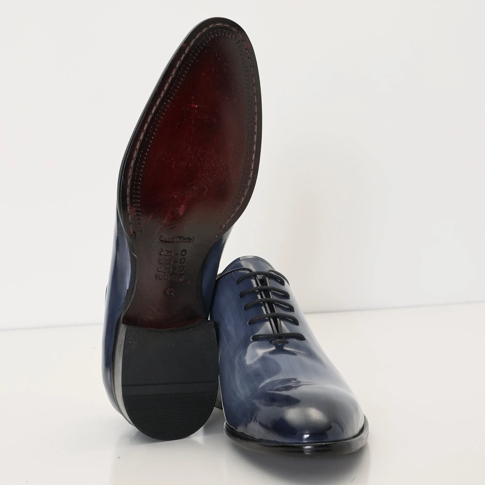 Hand Paint Patina Patent Leather Oxfords - Grey