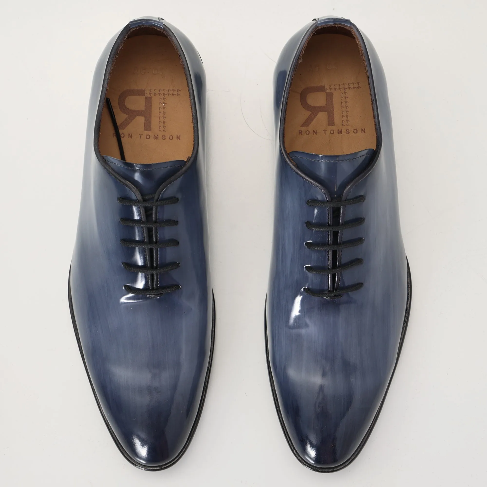 Hand Paint Patina Patent Leather Oxfords - Grey