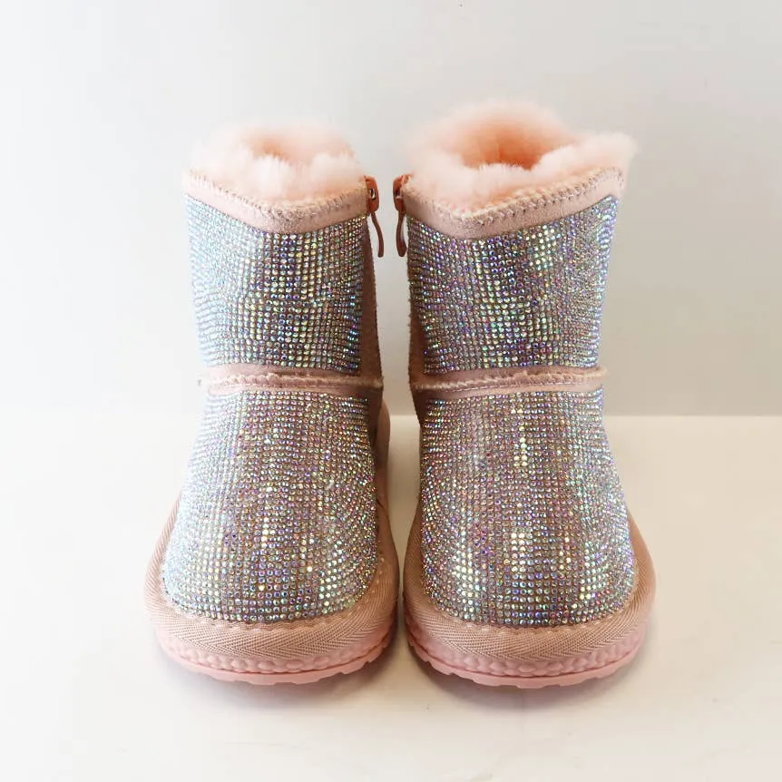 Handcrafted Rhinestone Boot With Fur