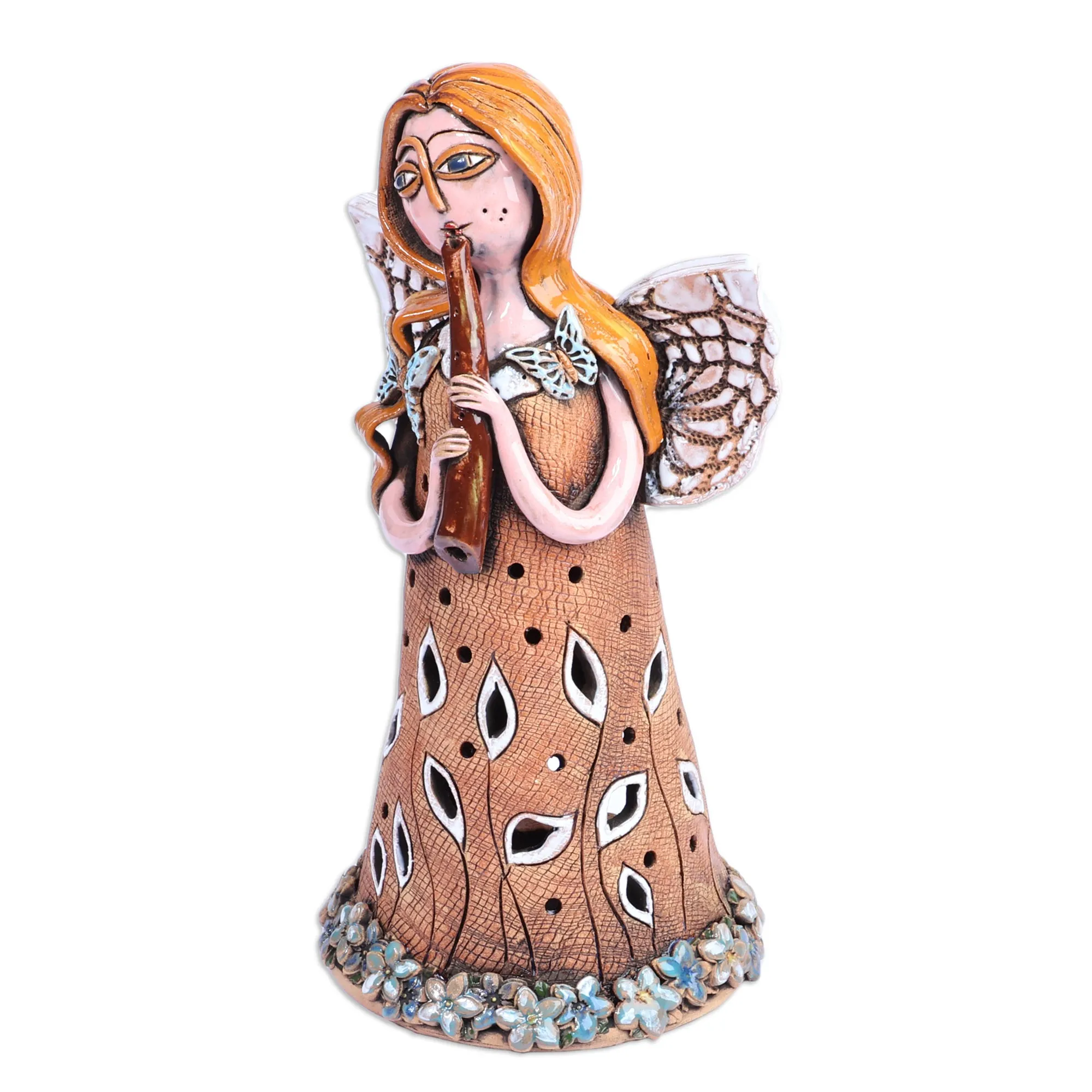 Handcrafted Whimsical Mother Nature Ceramic Sculpture - Planet's Sounds | NOVICA