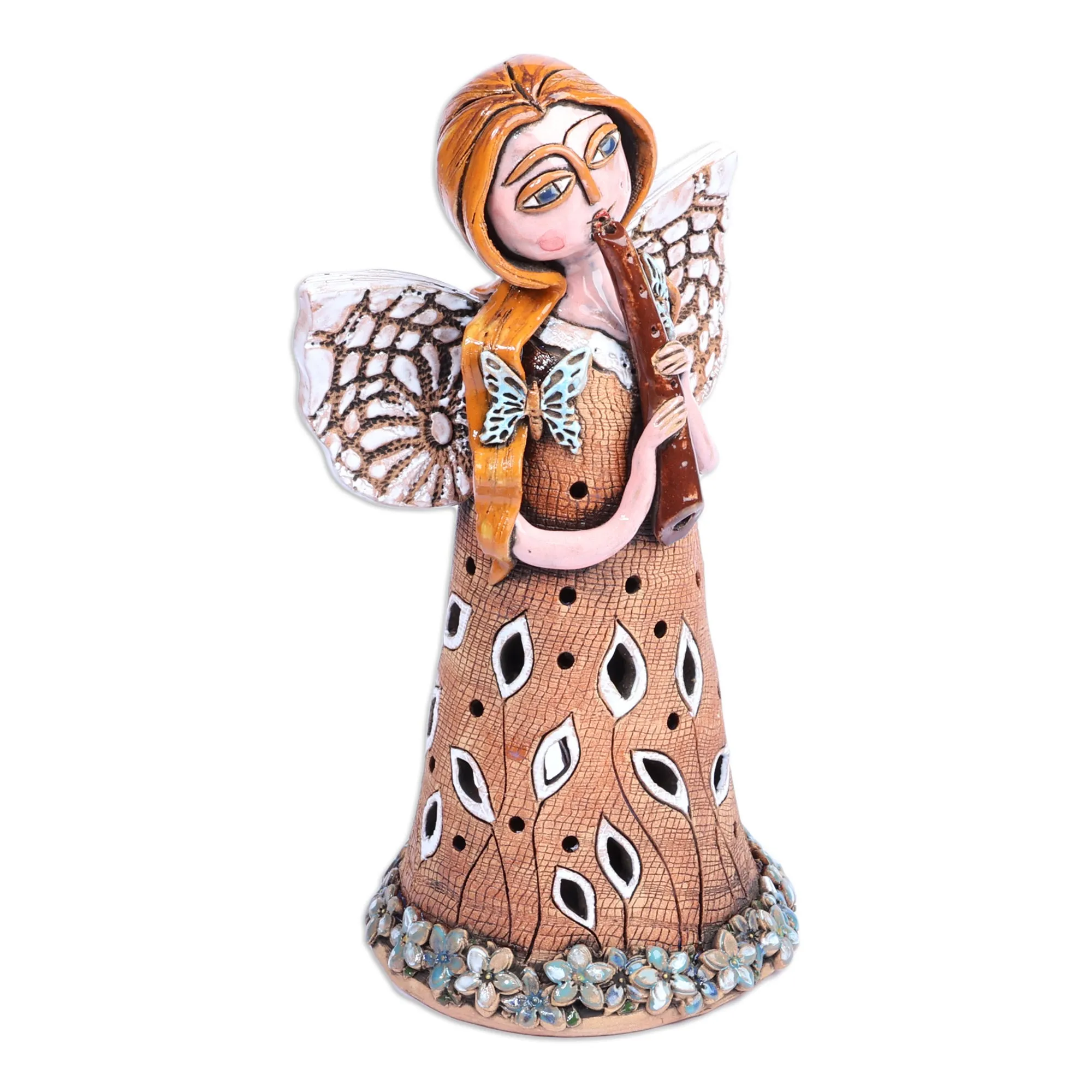 Handcrafted Whimsical Mother Nature Ceramic Sculpture - Planet's Sounds | NOVICA