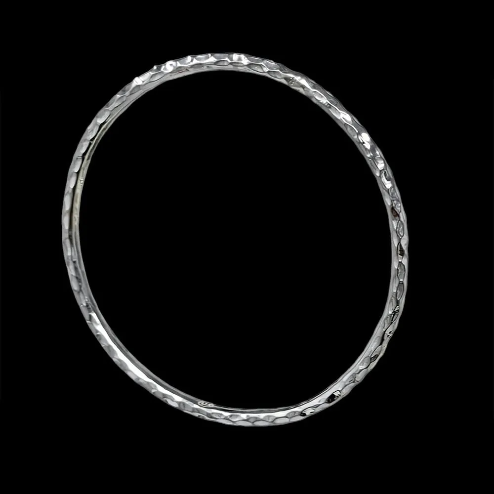 Handmade 3x3mm Hammered Silver Bangle For Women and Girls | Diameter: 65mm