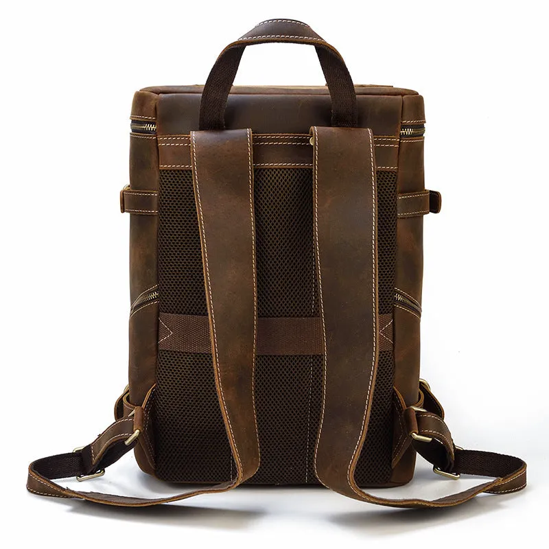 Handmade Large Capacity Leather Laptop Backpack 8027