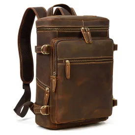 Handmade Large Capacity Leather Laptop Backpack 8027