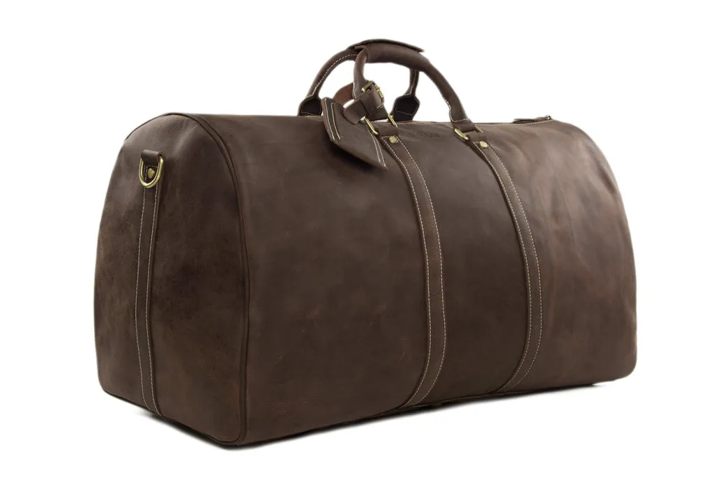 Handmade Large Vintage Ffll Grain Leather Travel Bag, Duffle Bag, Holdall Luggage Bag