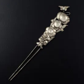 Handmade Miao Filigreed 2-Prong Costume Hair Stick Flowers