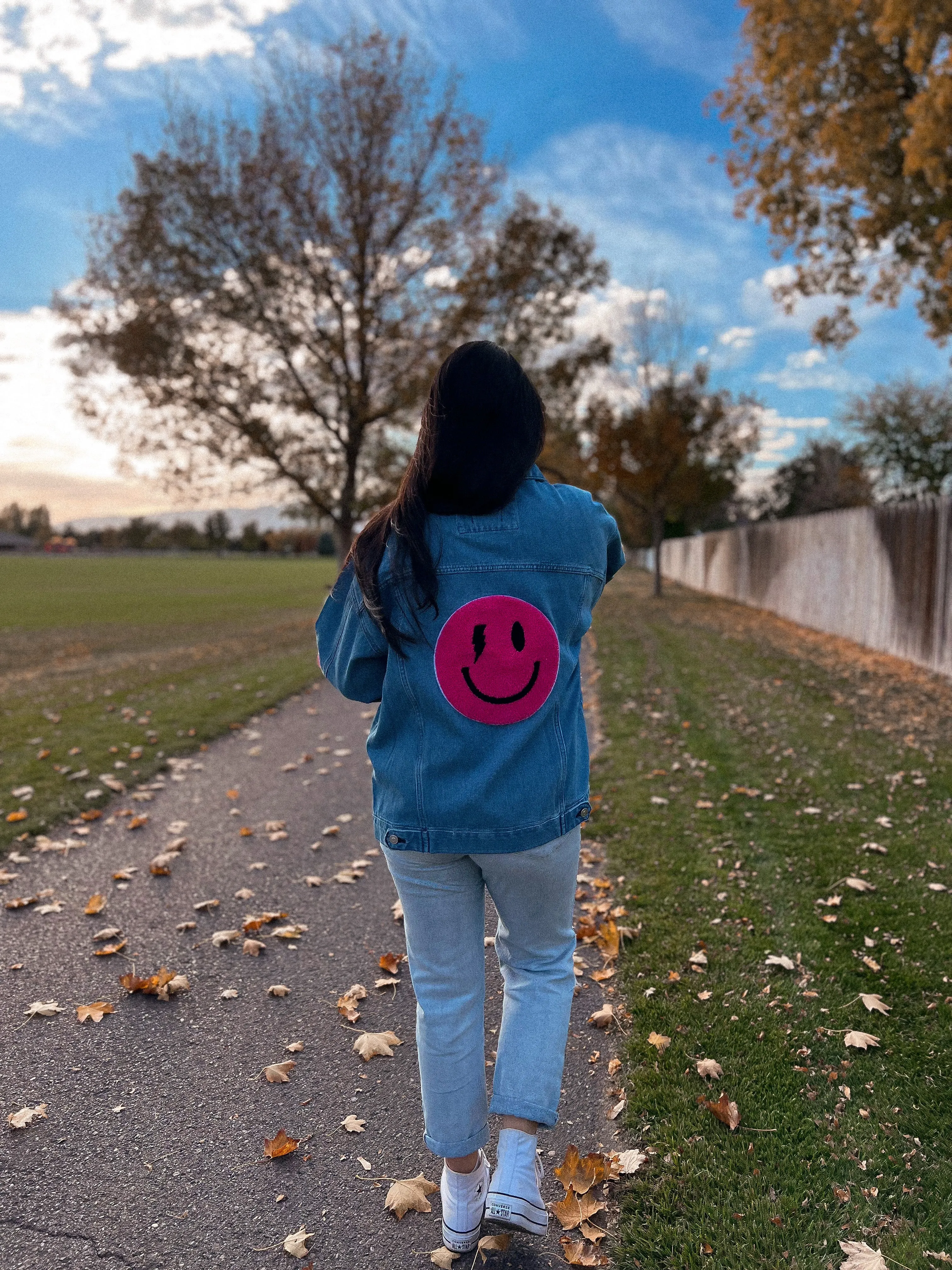 happy & rad patched denim jacket