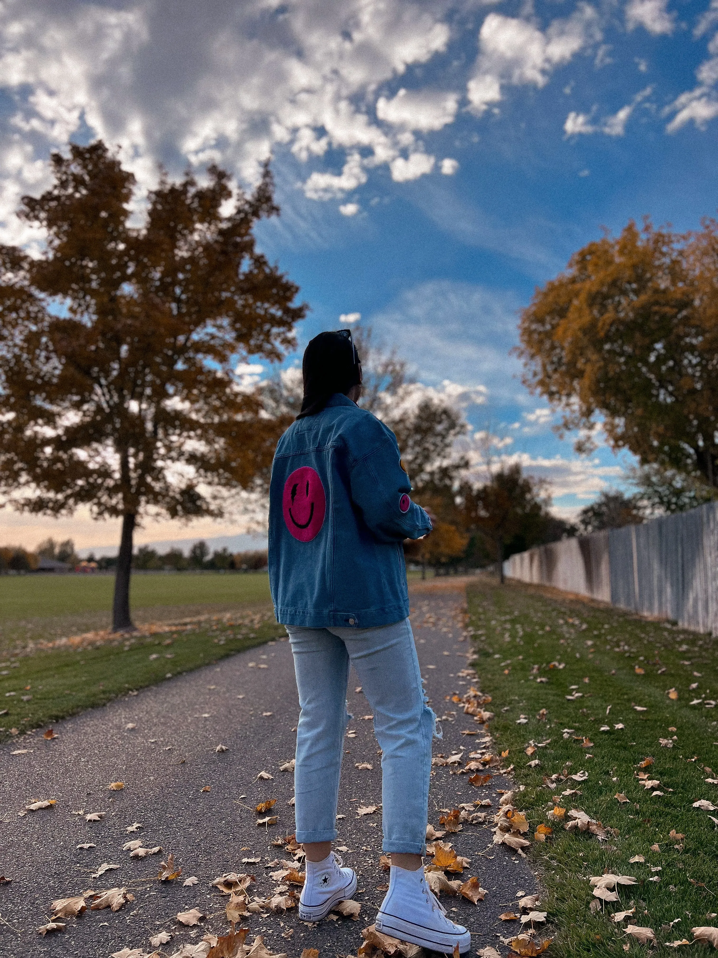 happy & rad patched denim jacket