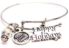 Happy Holidays Stylized Bangle Bracelet