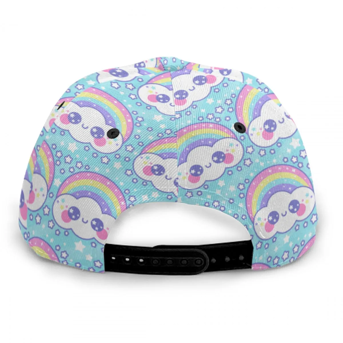 Happy Rainbow Cloud Blue Baseball Cap With Flat Brim