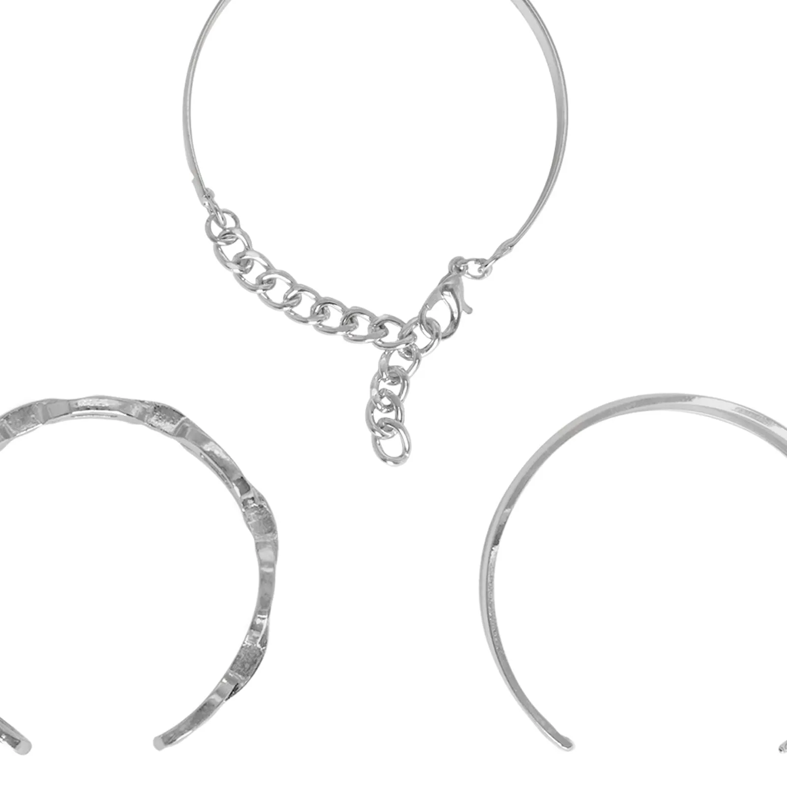 Hard To Get Silver Chain Set of 3 Bracelets