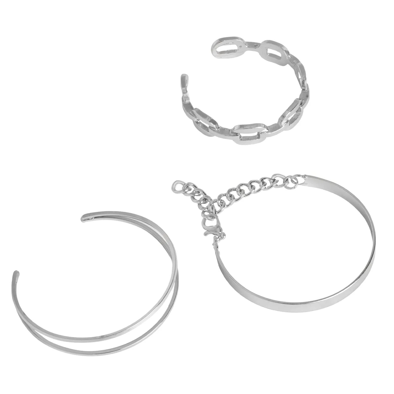 Hard To Get Silver Chain Set of 3 Bracelets