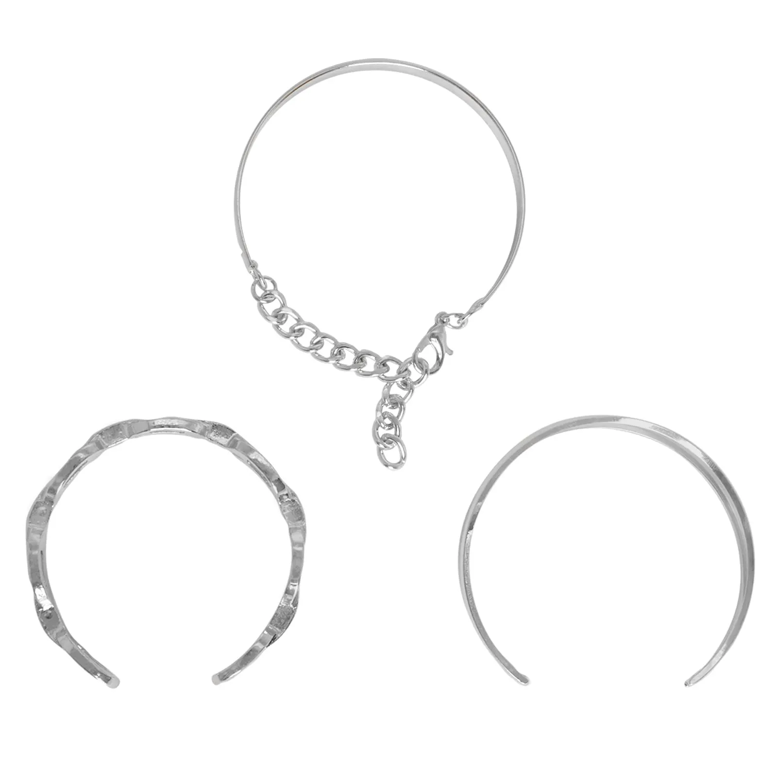 Hard To Get Silver Chain Set of 3 Bracelets