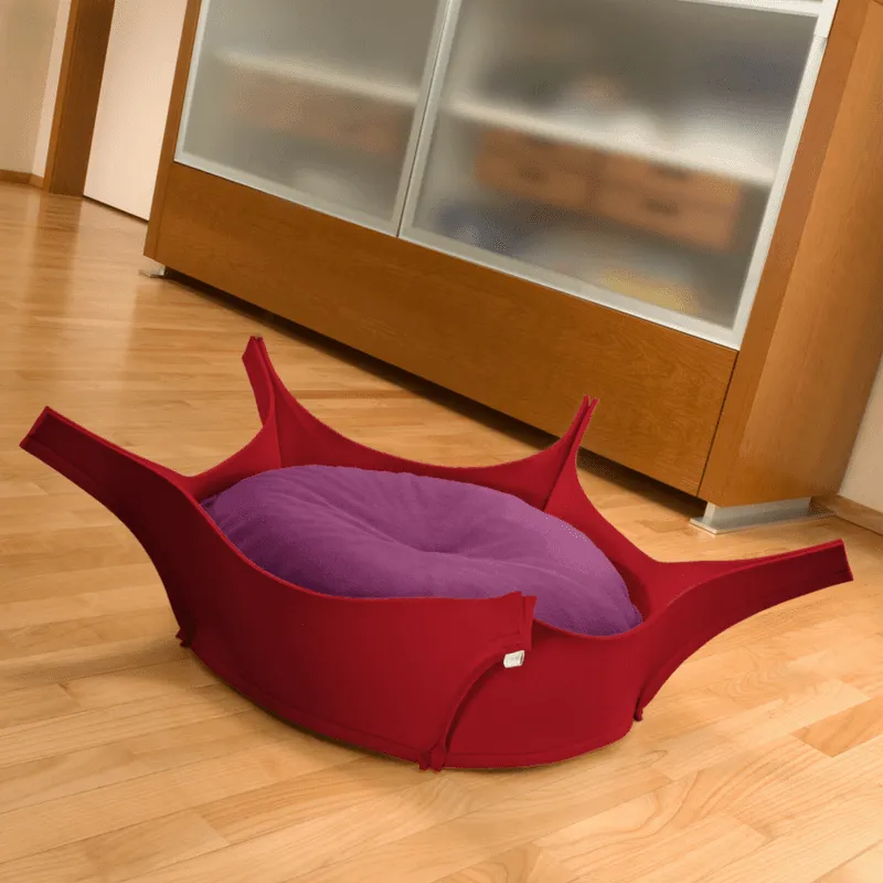 Harry Orthopedic Pet Bed - Red Felt