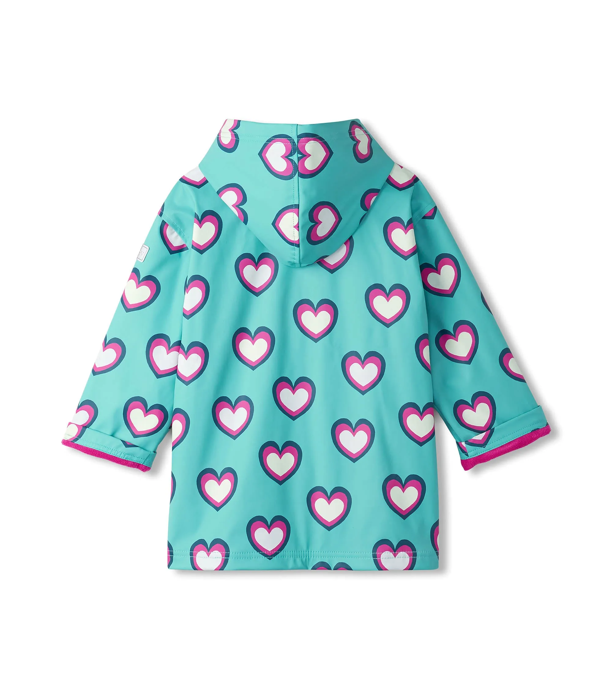 Hatley Zip Up Rain Jacket Hearts Colour Change