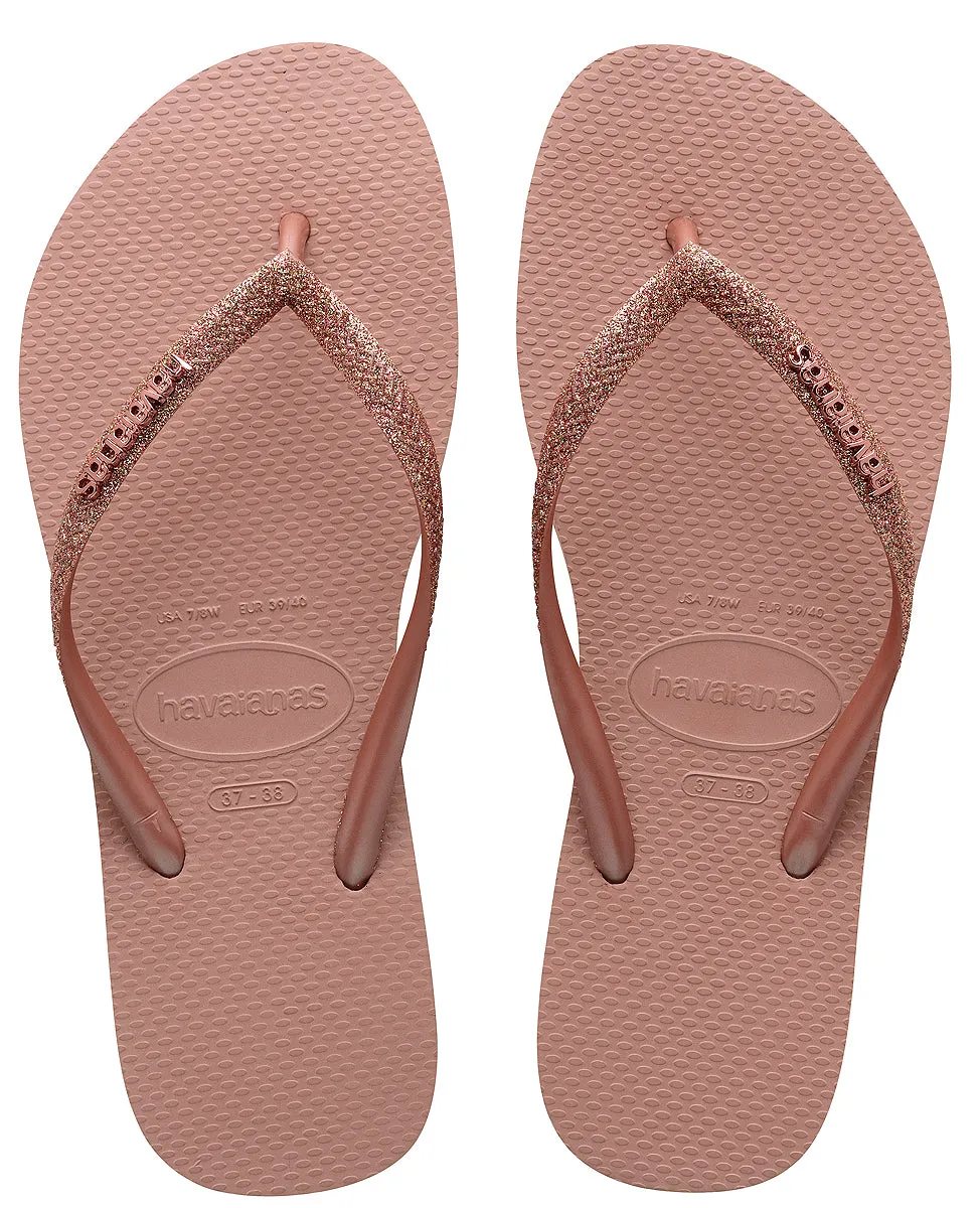 Havaianas Slim Glitter Metalic In Rose For Kids