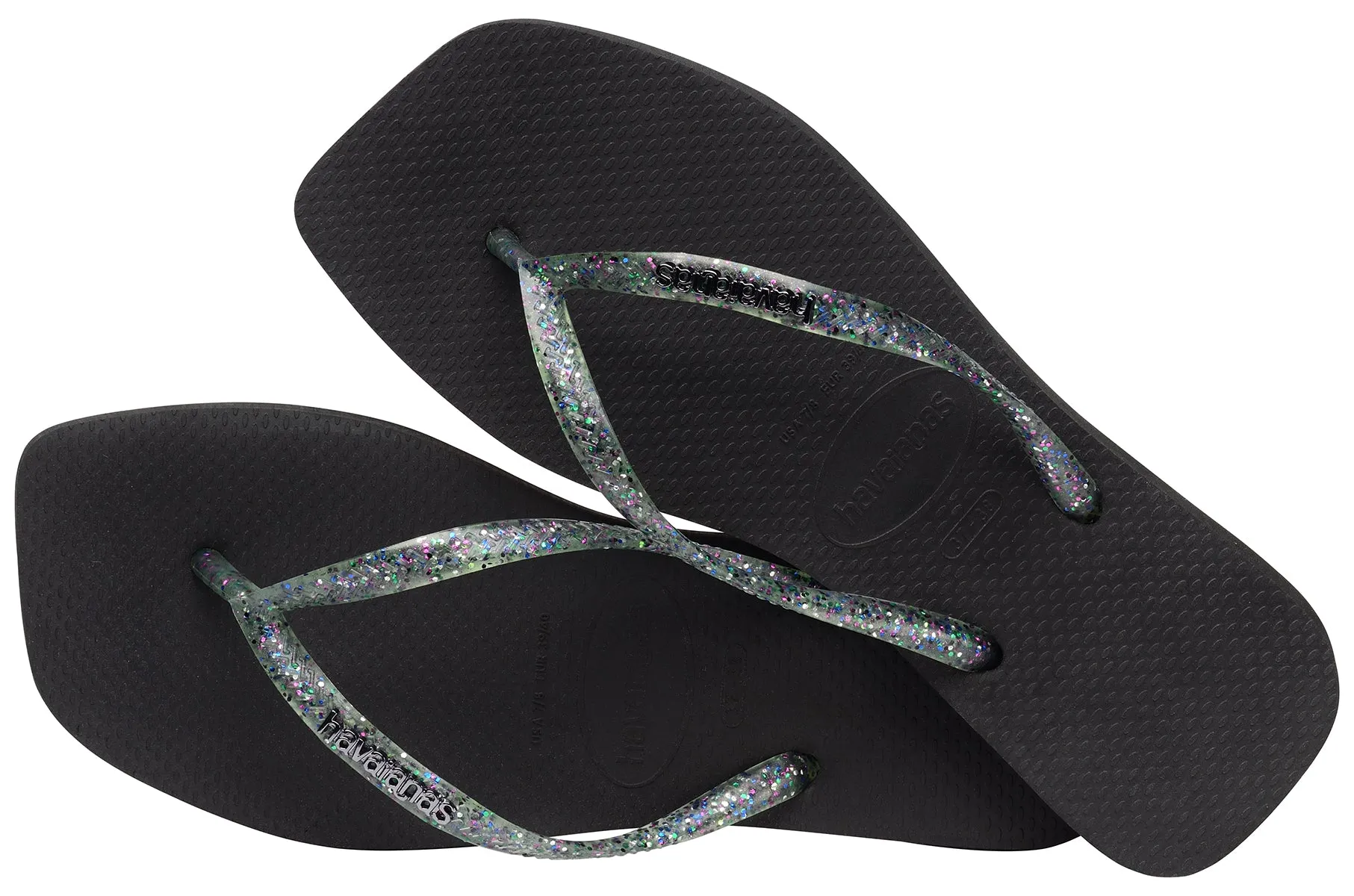 Havaianas Square Glitter Metallic Logo In Black For Women