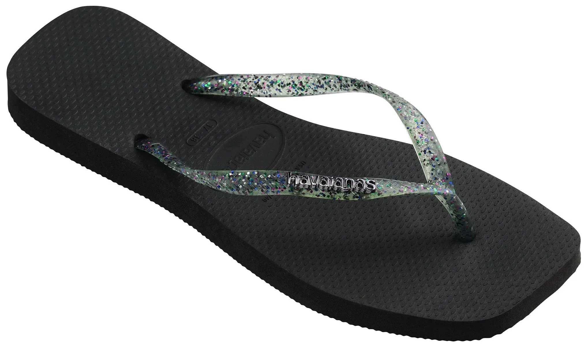 Havaianas Square Glitter Metallic Logo In Black For Women