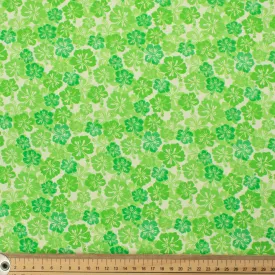 Hawaii Style Collection #20 Green Poppy Flower on Cream Cotton Prints