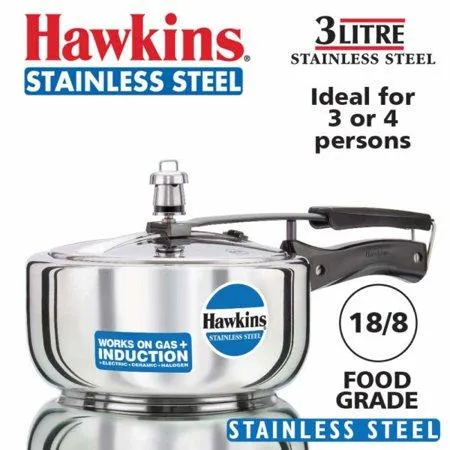 Hawkins Stainless Steel Pressure Cooker (B60) 3L